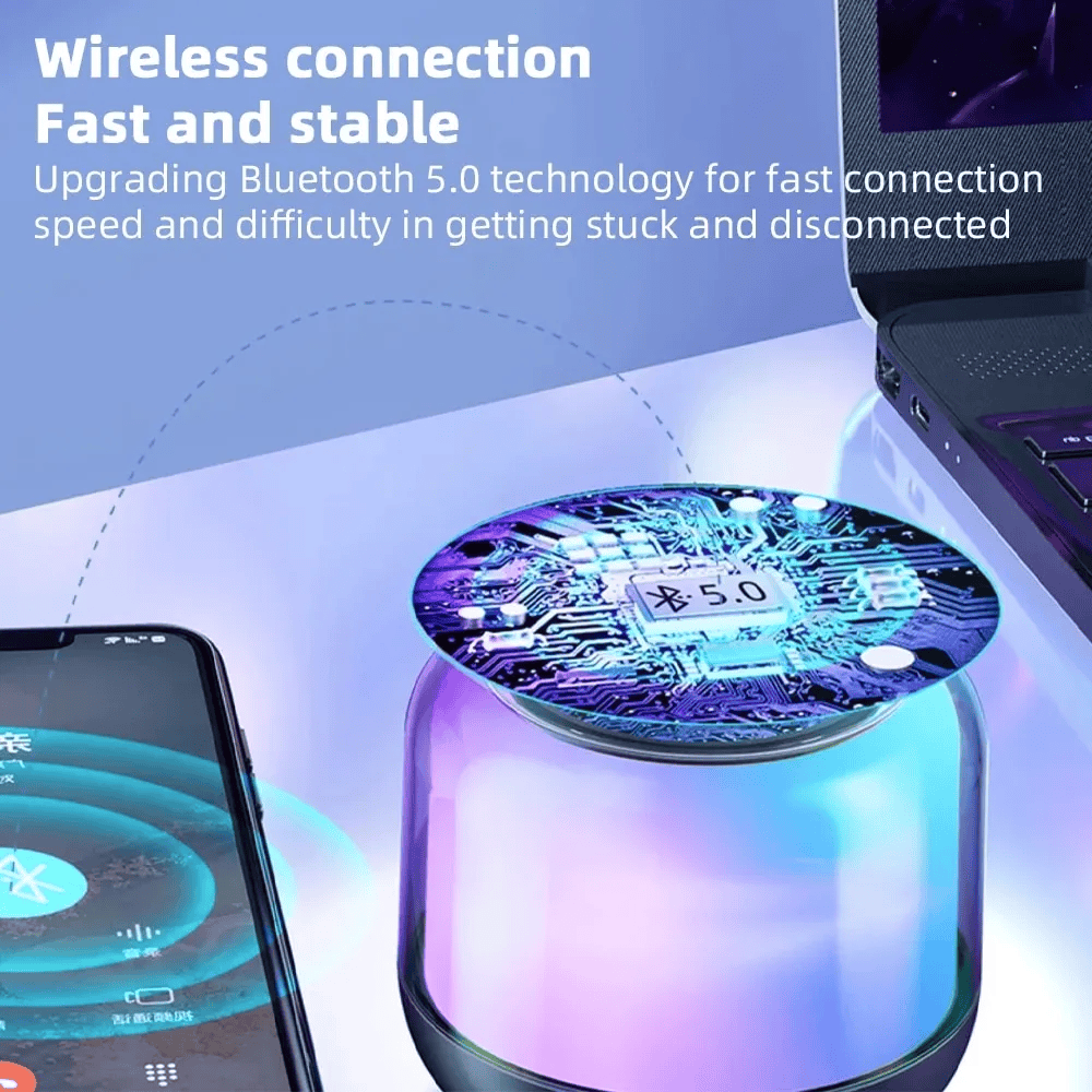 HP BTS02 Bluetooth Speaker 360° Sound, RGB Lights, Deep Bass, TWS
