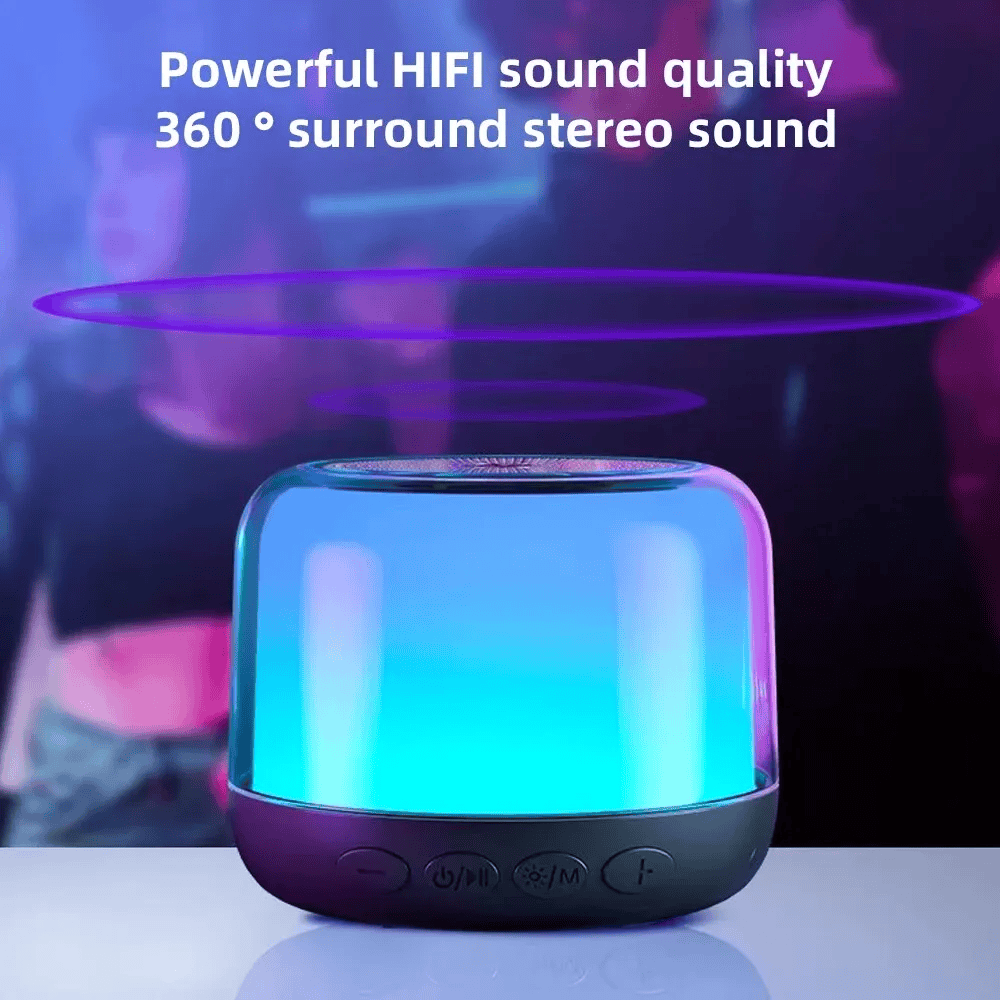 HP BTS02 Bluetooth Speaker 360° Sound, RGB Lights, Deep Bass, TWS